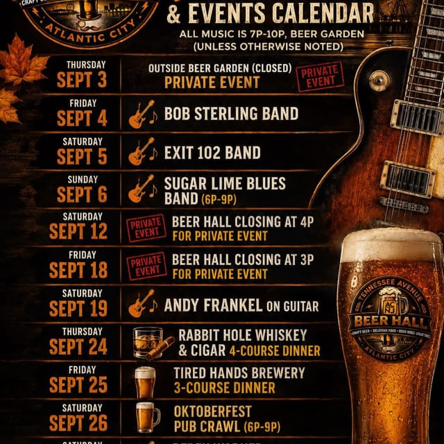 🍂 SEPTEMBER IS PACKED AT TENNESSEE AVE BEER HALL! 🎸🍺