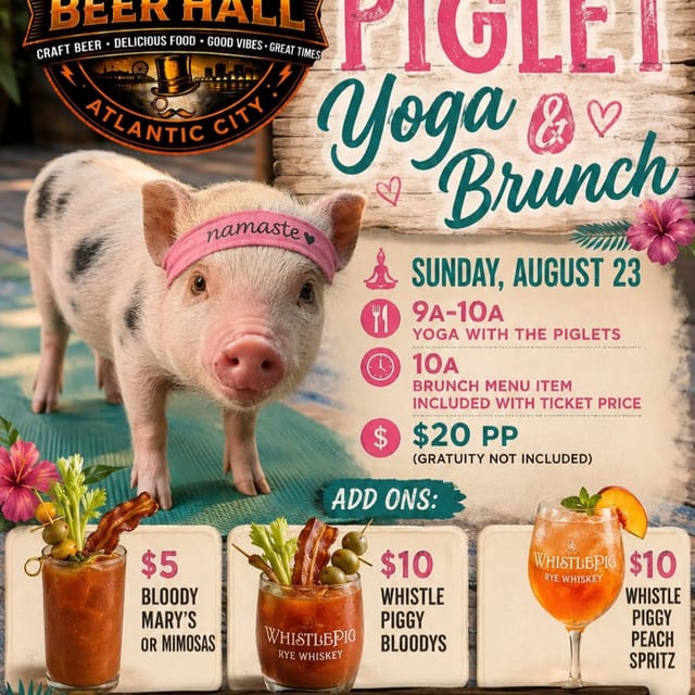 🐷🧘 Piglet Yoga & Brunch is coming to Tennessee Avenue Beer Hall! 🥂